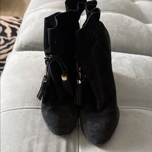 Louise et Cie Black Heeled Boots with Tassel Detail